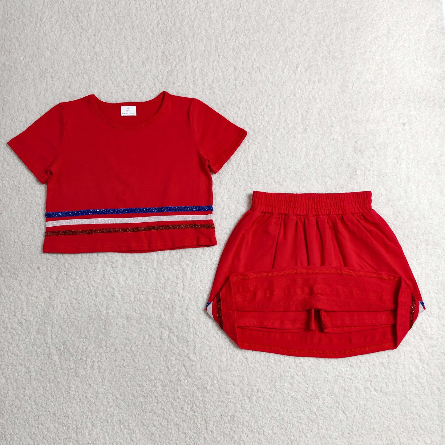 GSD3812 Red Short Sleeve Shorts Girls Set