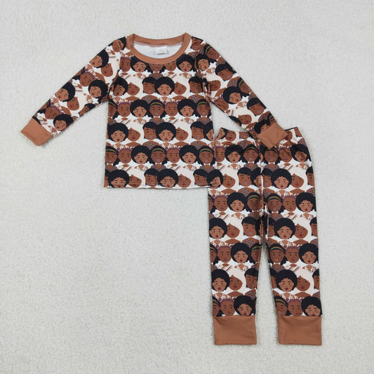 GLP2948 black history brown long sleeve pants girls pajamas