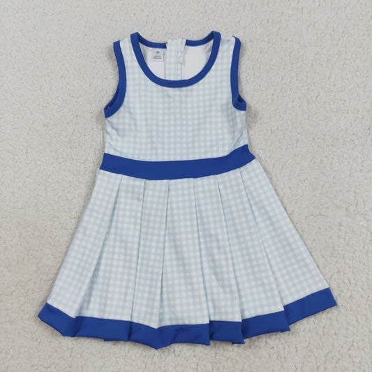 GSD2759 yoga blue checkered sleeveless skorts girls dress