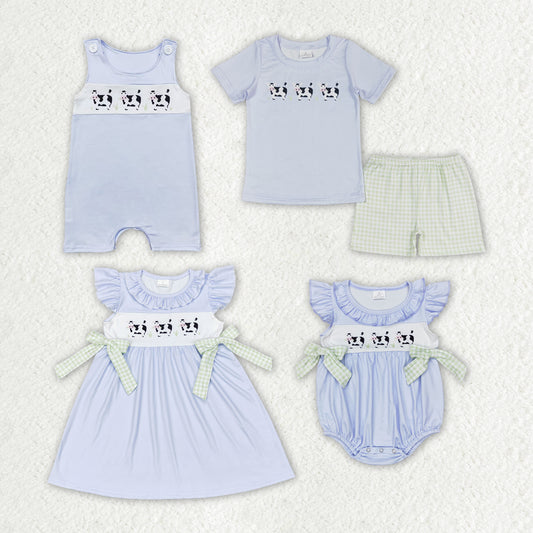 farm cow blue RTS sibling clothes