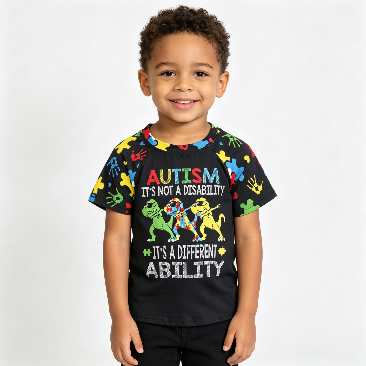 E3-20 it's a different dinosaur colorful short sleeve boys top