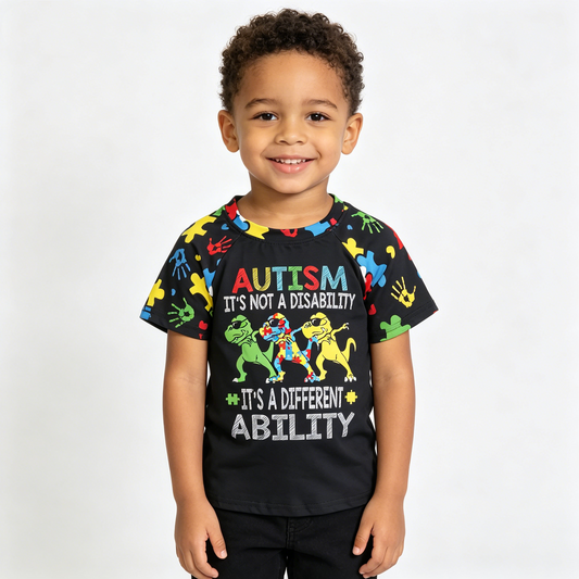 E3-20 it's a different dinosaur colorful short sleeve boys top