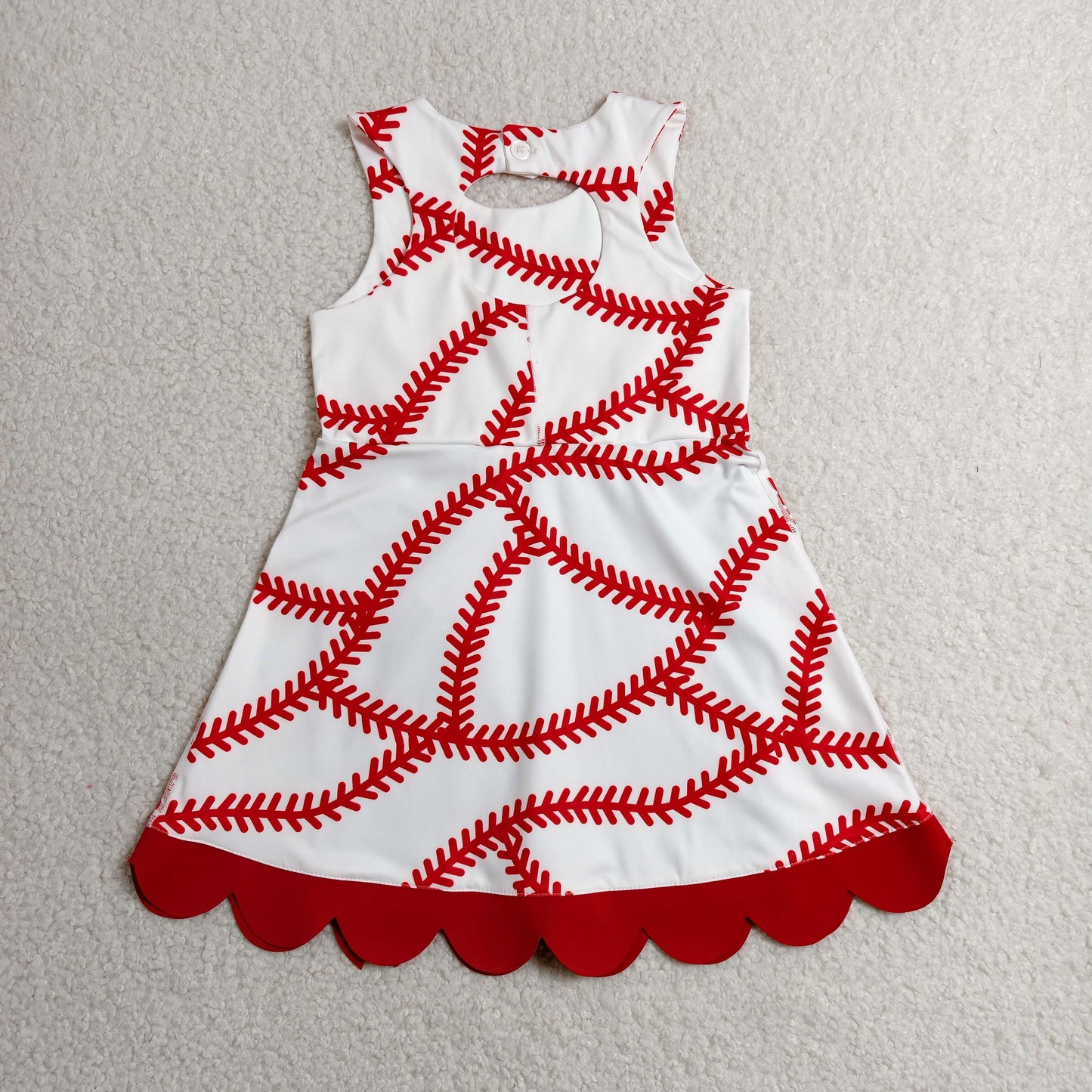 GSD3833 Yoga Baseball Red Bows Sleeveless Shorts Girls Dress