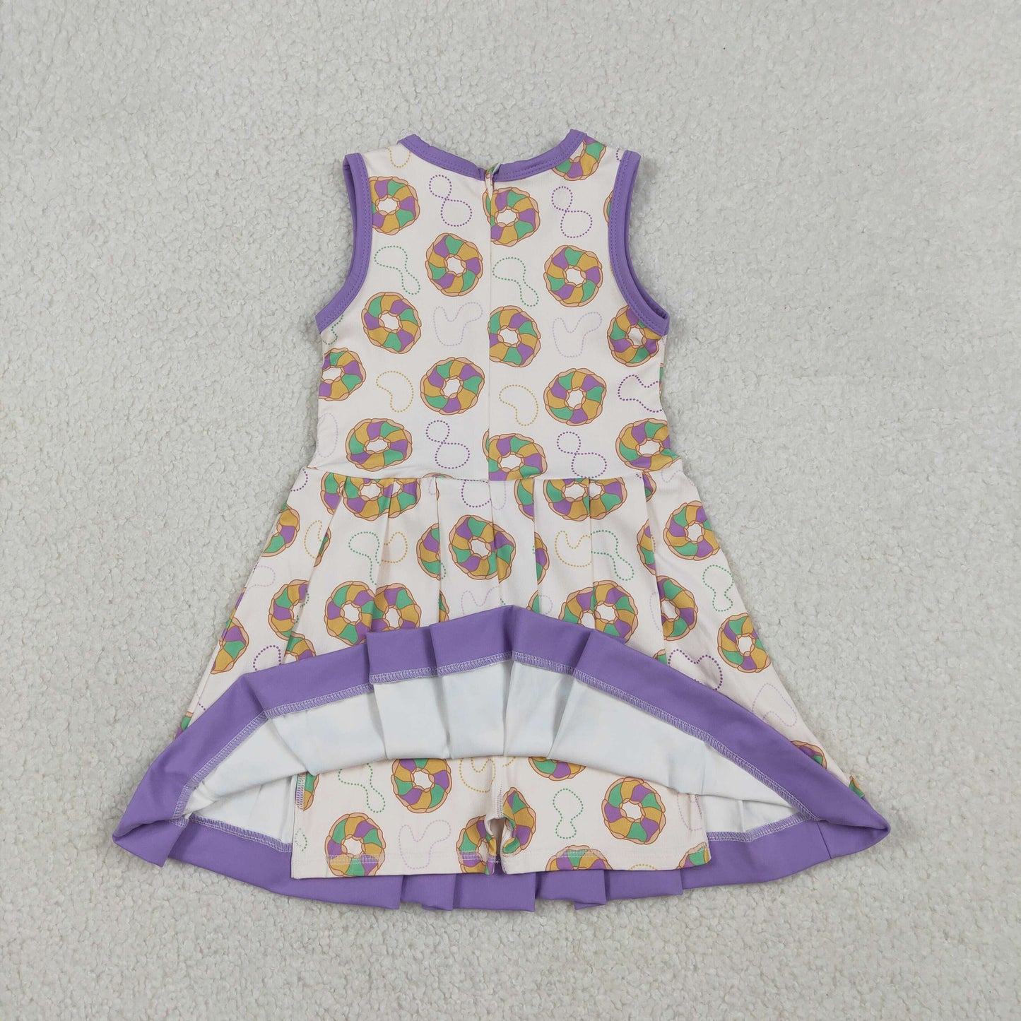 GSD2867 Mardi Gras yoga yellow green purple dount sleeveelss skorts girls dress