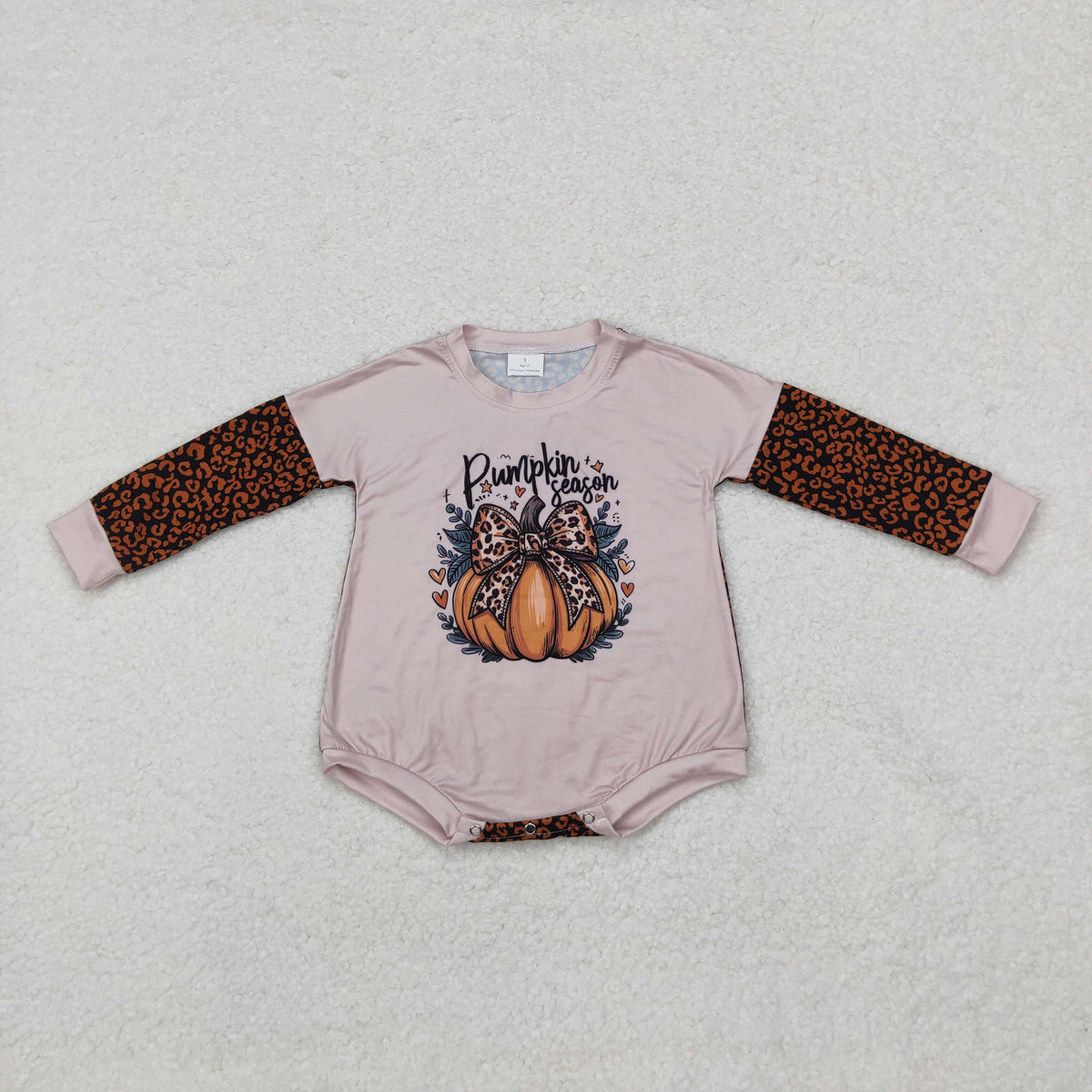 LR1723 leopard pumpkin season long sleeve girls romper