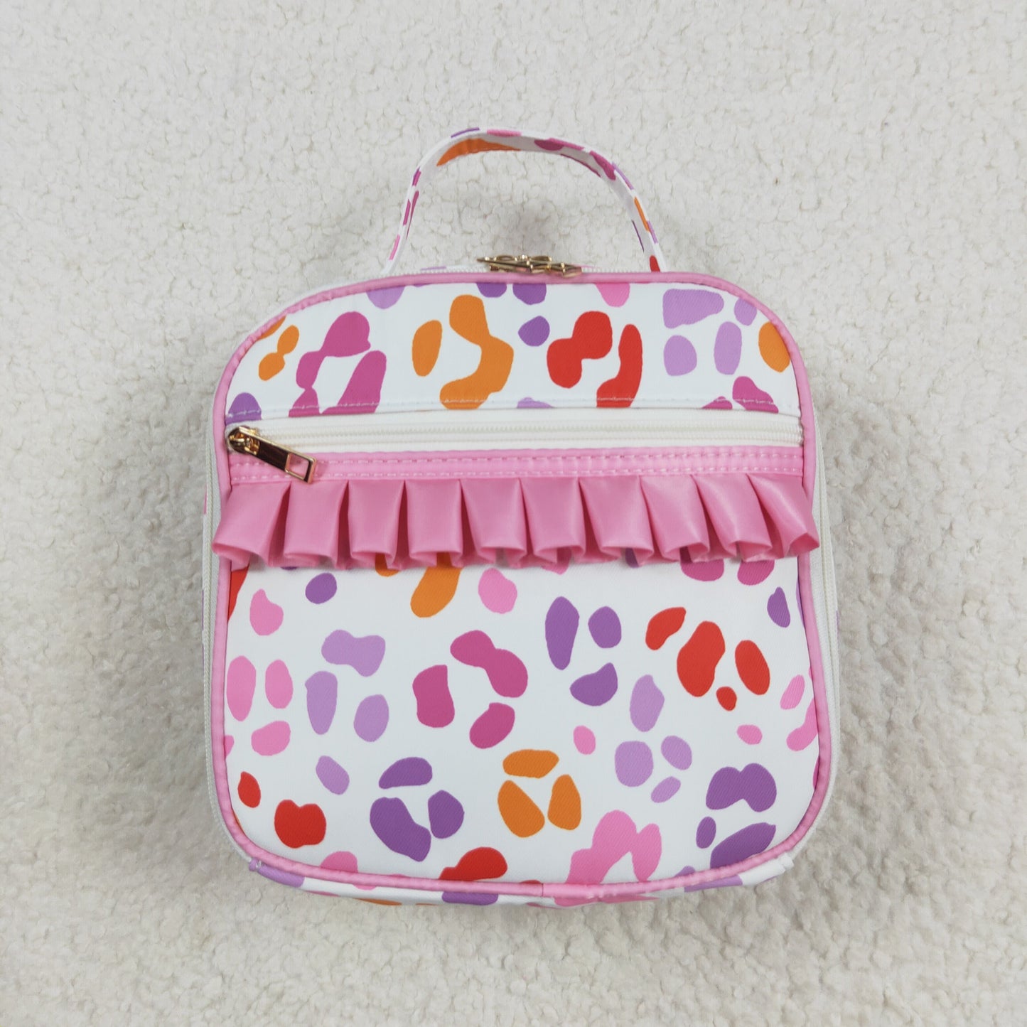 BA0309 colorful leopard pink ruffles lunchbox lunch bag