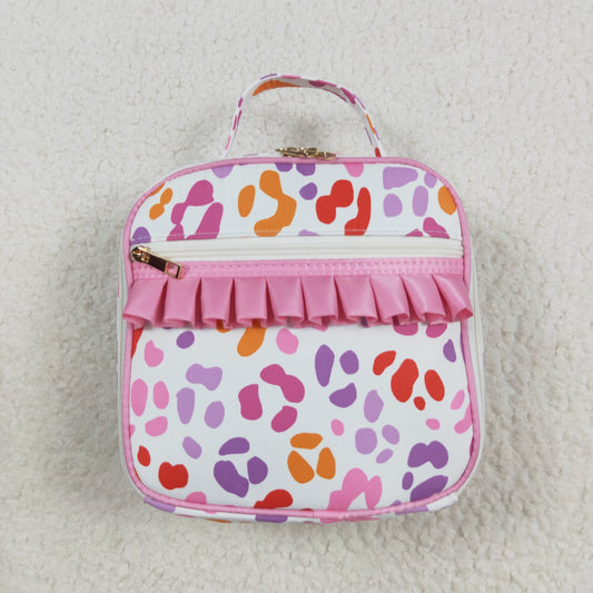 BA0309 colorful leopard pink ruffles lunchbox lunch bag
