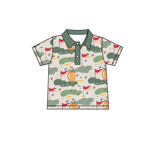 preorder SR1100 BT0605 Golf green short sleeve boys top