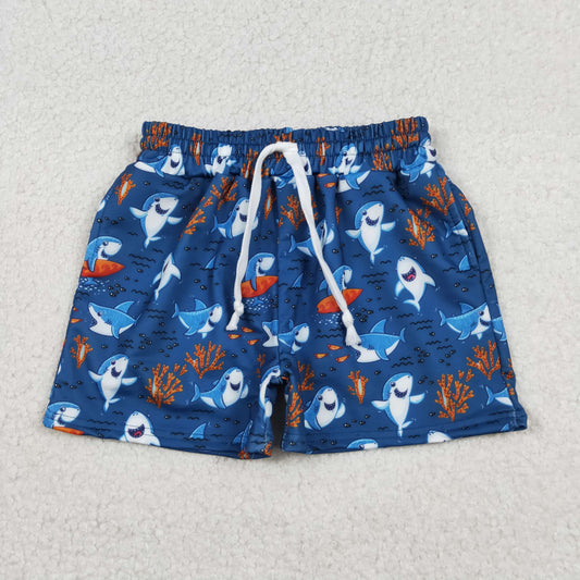 S0585 shark navy blue boys swimming trunk