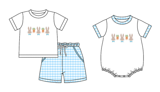 custom moq 5 Easter Carrot Rabbit Set/Romper Sibling Clothes