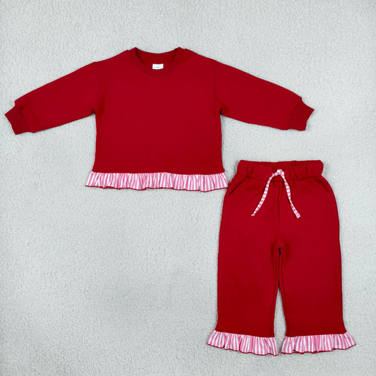 GLP3648 Sweatshirt Red Long Sleeve Pants Girls Set