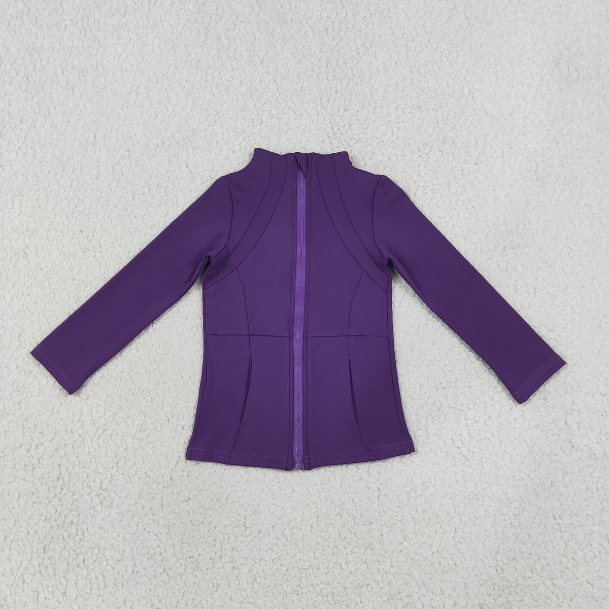 GT1803 Yoga Purple Zipper Long Sleeve Girls Top