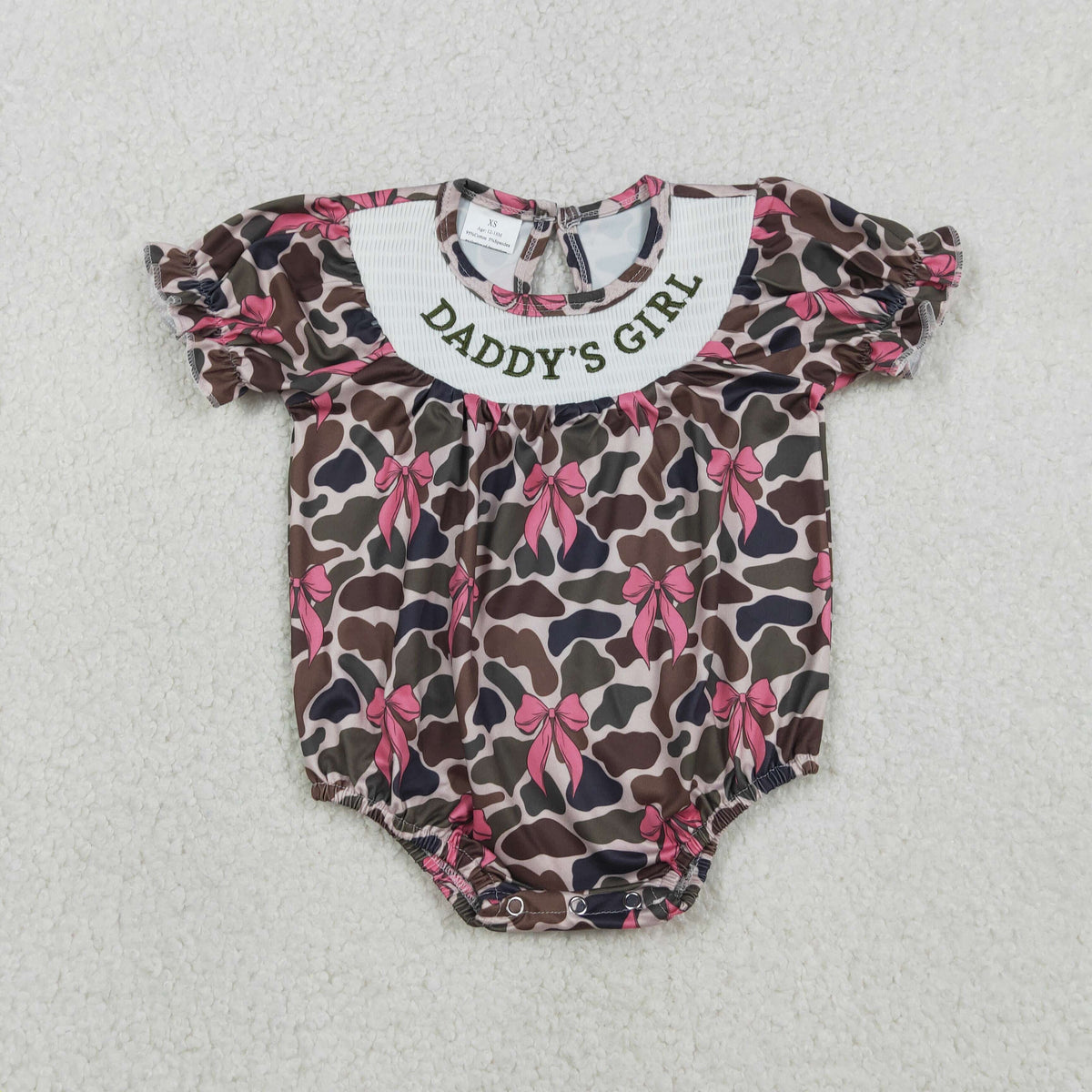 Smocked Embroidery Daddy's Girl Camo Bows Romper/Set RTS Sibling Clothes