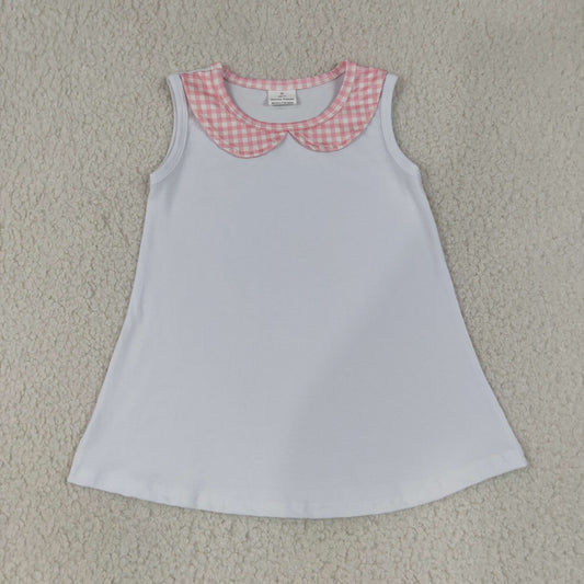 GT1706 Peter Pan Collar Pink White Sleeveless Girls Top