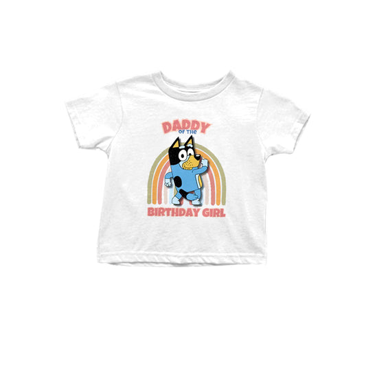 preorder Daddy Birthday Day Girl Cute Dog White Short Sleeve Girls Top
