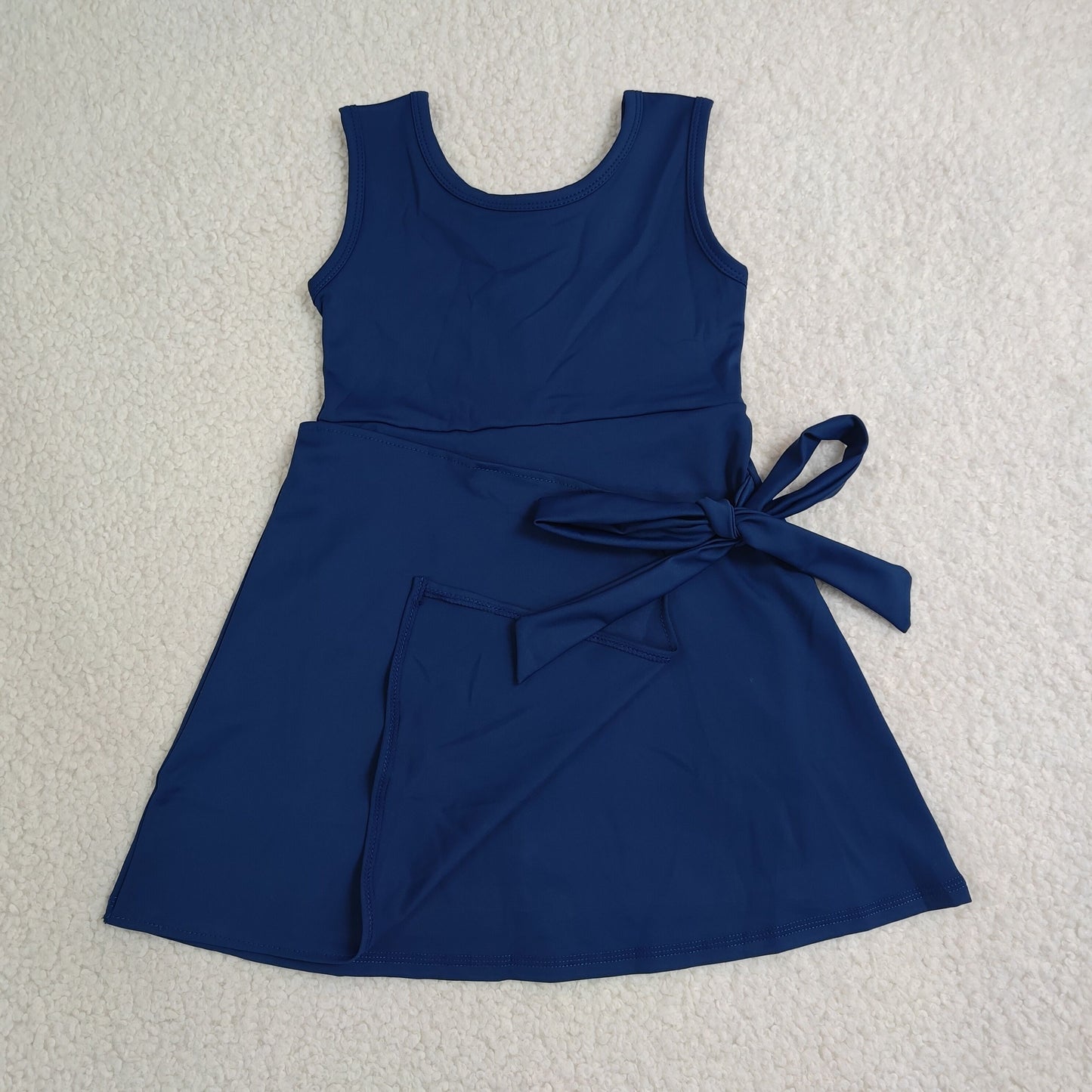 GSD3880 Yoga Solid Color Navy Blue Sleeveless Skorts Girls Dress