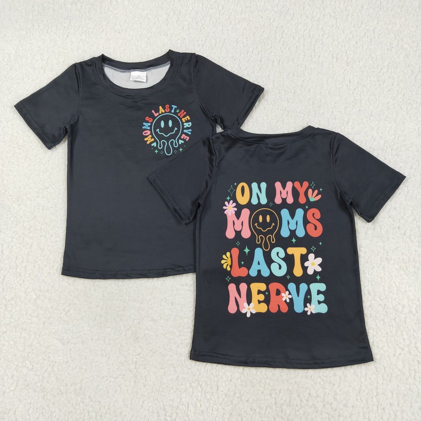 GT1026 on my moms last nerve smile black short sleeve girls top