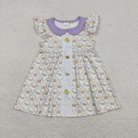 Embroidery GSD2891 Mardi Gras Flutter Sleeve Girls Dress