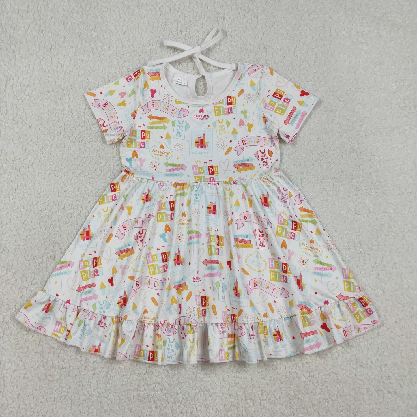 GSD2873 happy place best day ever balloon short sleeve girls dress