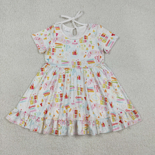 GSD2873 happy place best day ever balloon short sleeve girls dress