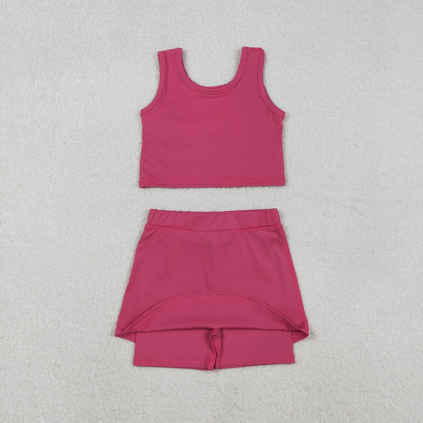 GSD2657 yoga pink sleeveless skirt skorts girls set