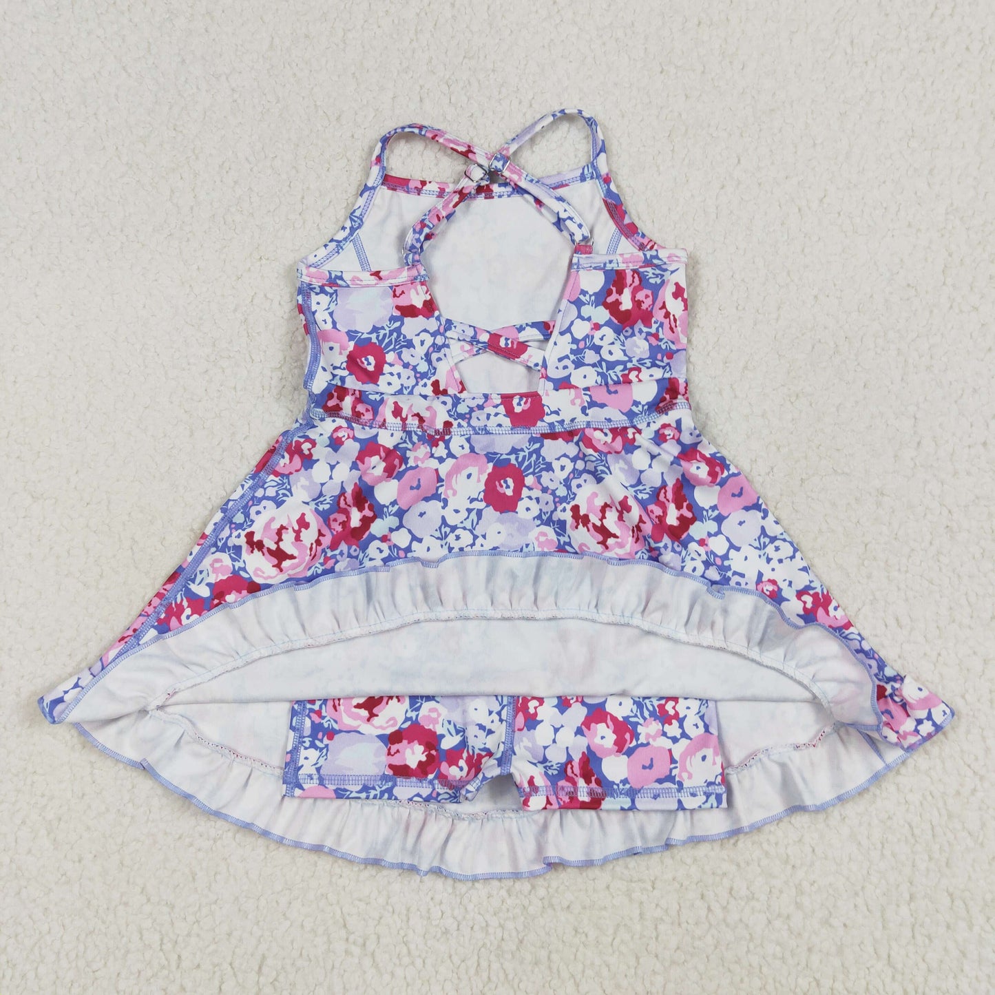 GSD2285 yoga colorful flowers purple girls dress skorts