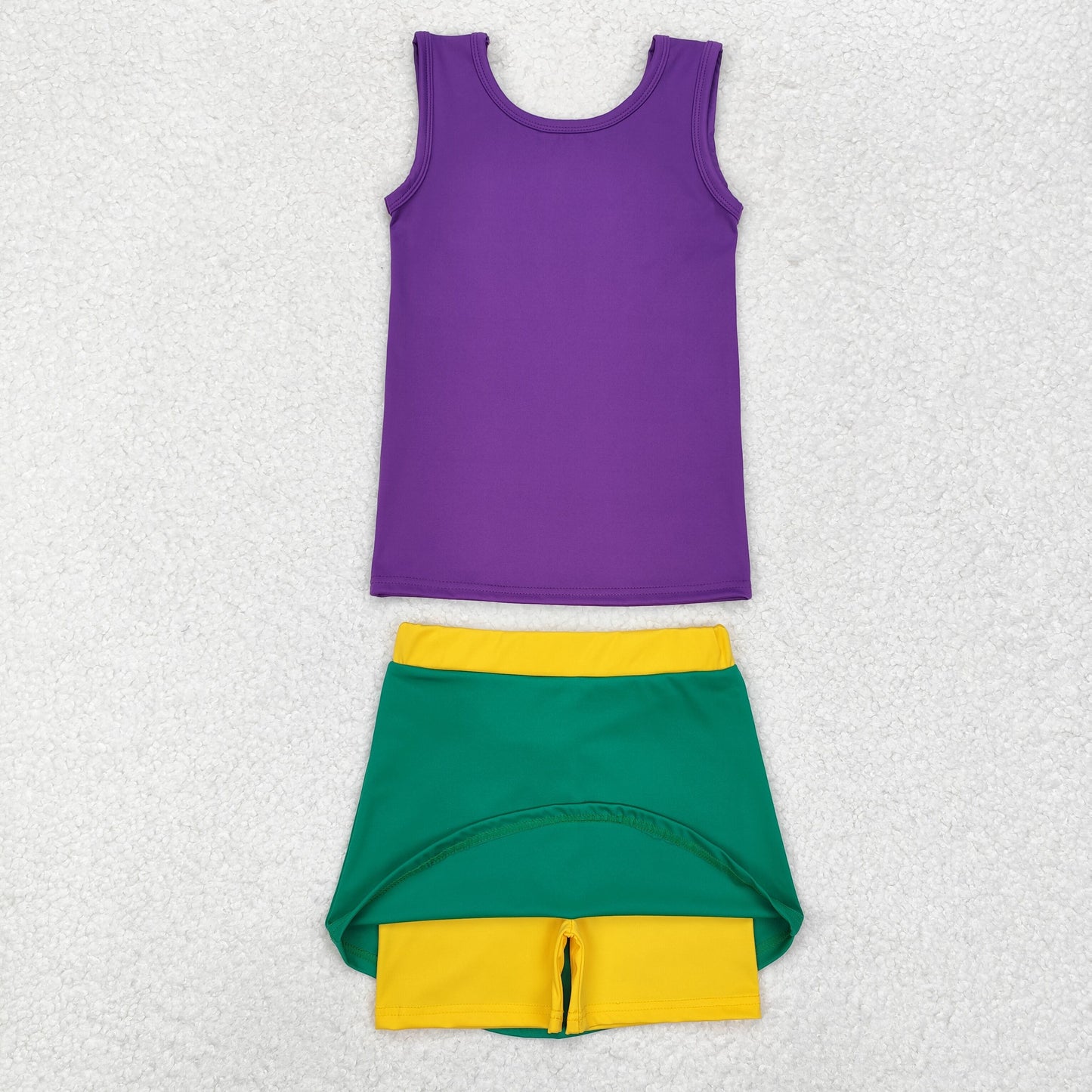 GSD1432 Mardi Gras purple green yellow girls dress