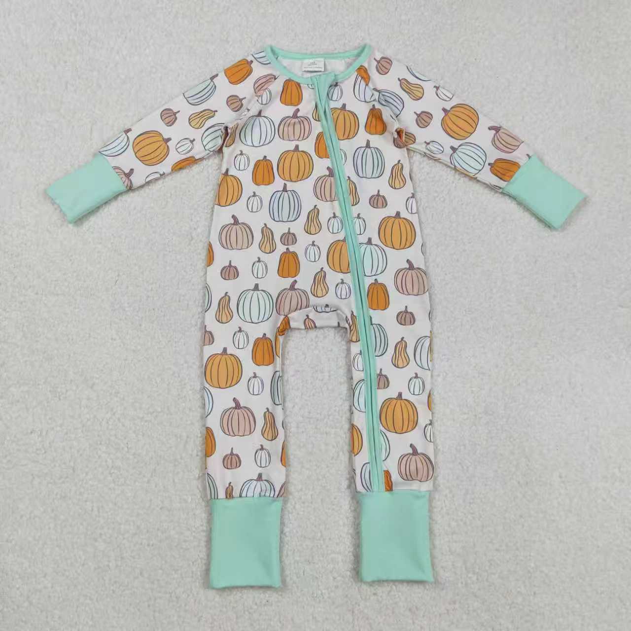 colorful pumpkin romper/pajamas RTS Sibling Clothes