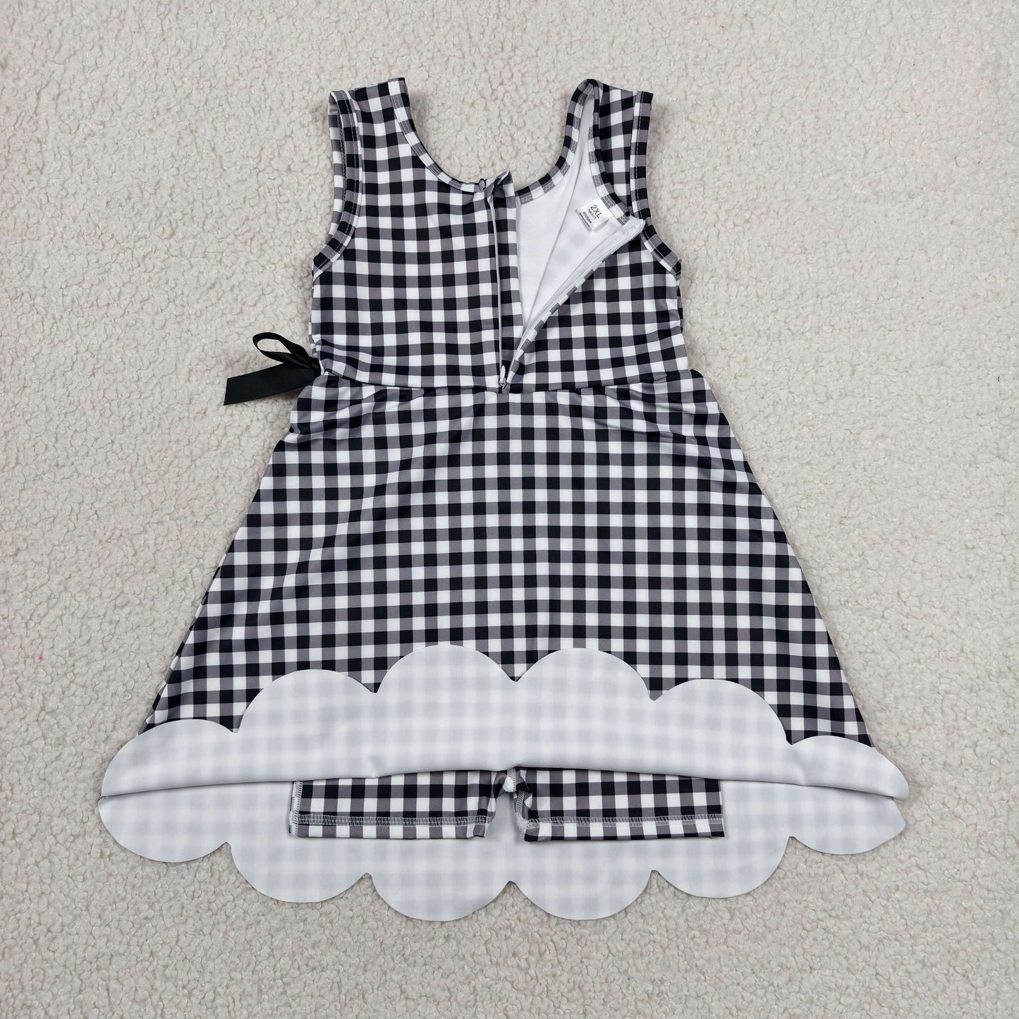 GSD3777 Yoga Black Checkered Sleeveless Skorts Girls Dress