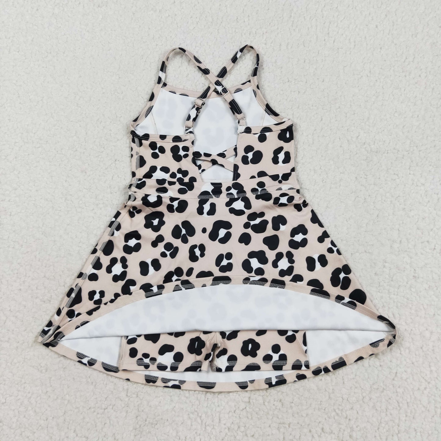 GSD2650 yoga brown leopard girls dress shorts