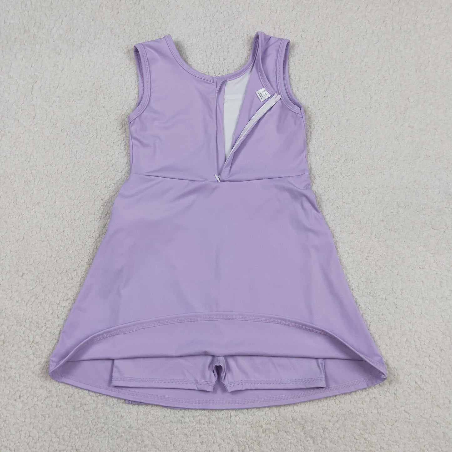 GSD3881 Solid Color Yaga Purple Sleeveless Skorts Girls Dress