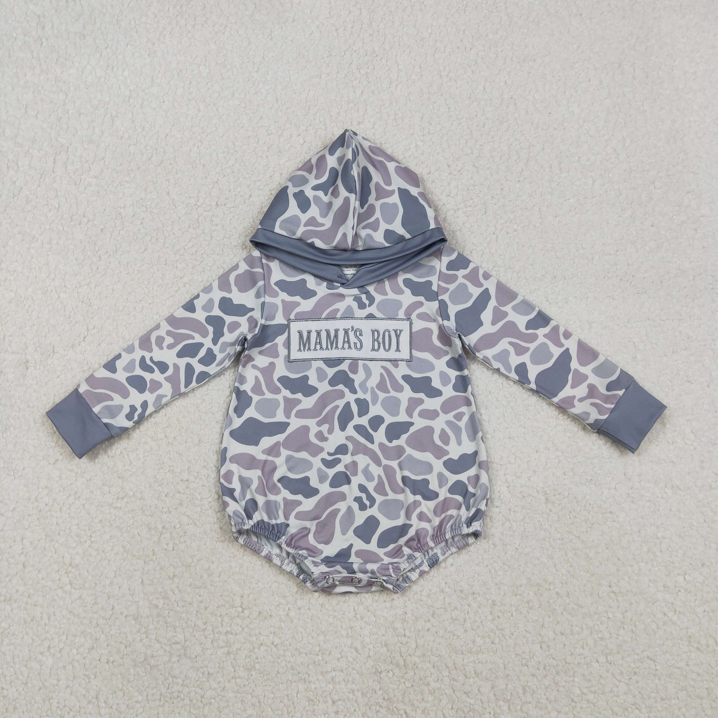 Embroidery LR2794 hunting camo mama's boy hoodie long sleeve boys romper
