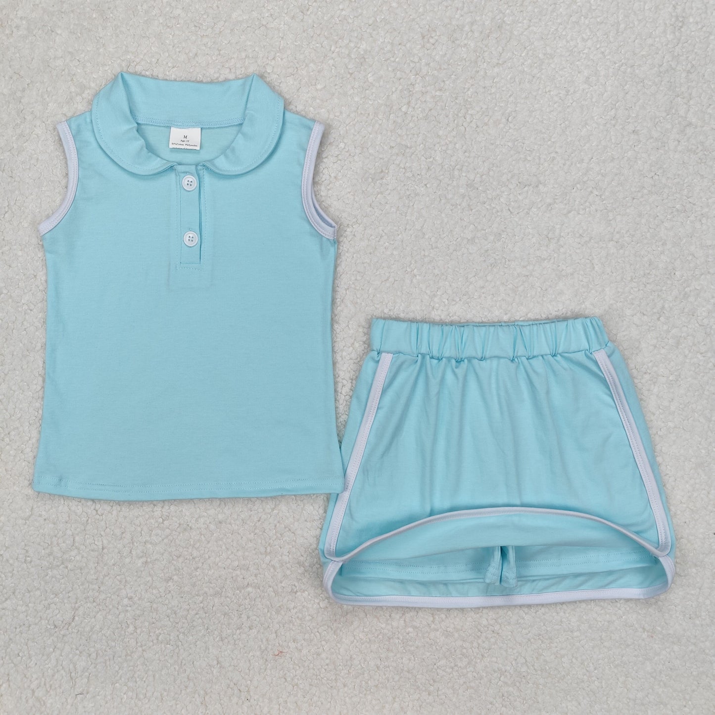 GSD1973 cotton mini color sleeveless skirt with shorts girls set