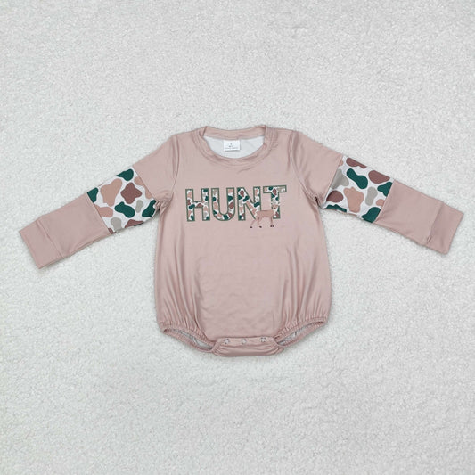 USA SHOP LR1863 HUNT deer camo khaki long sleve boys romper