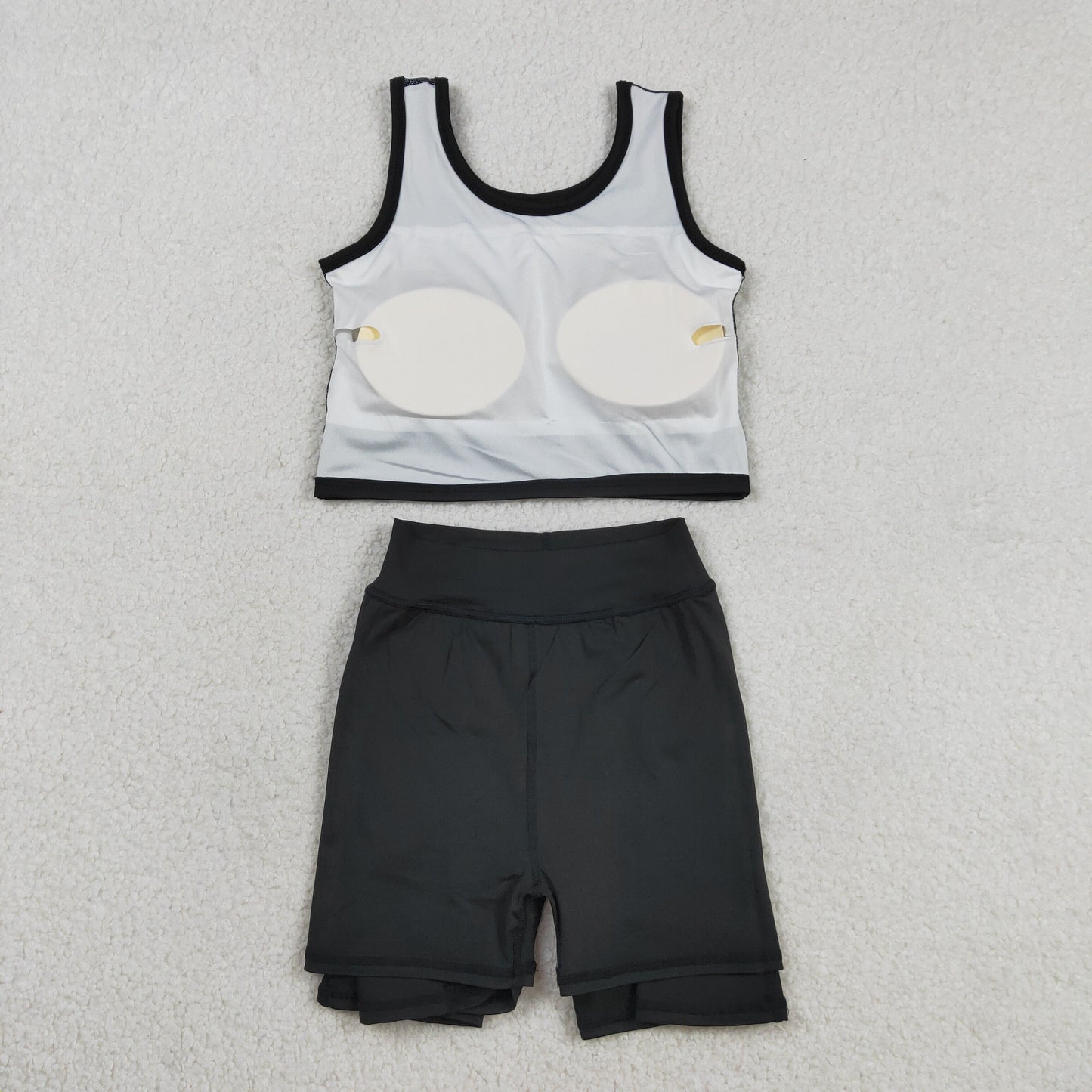 GSD1982 yoga black vest skirt with shorts girls set