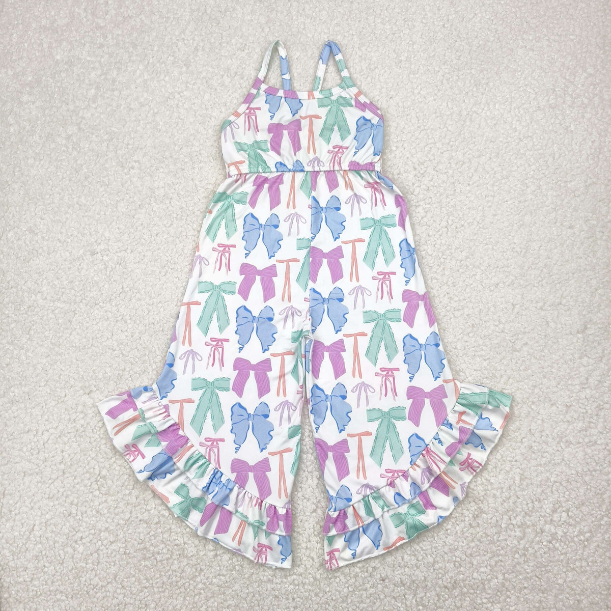 SR2847 colorful bows girls Summer jumpsuits