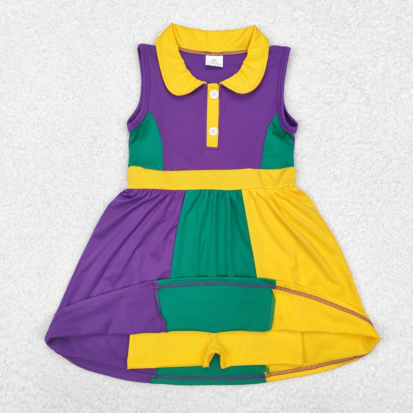 GSD1434 purple green yellow girls dress