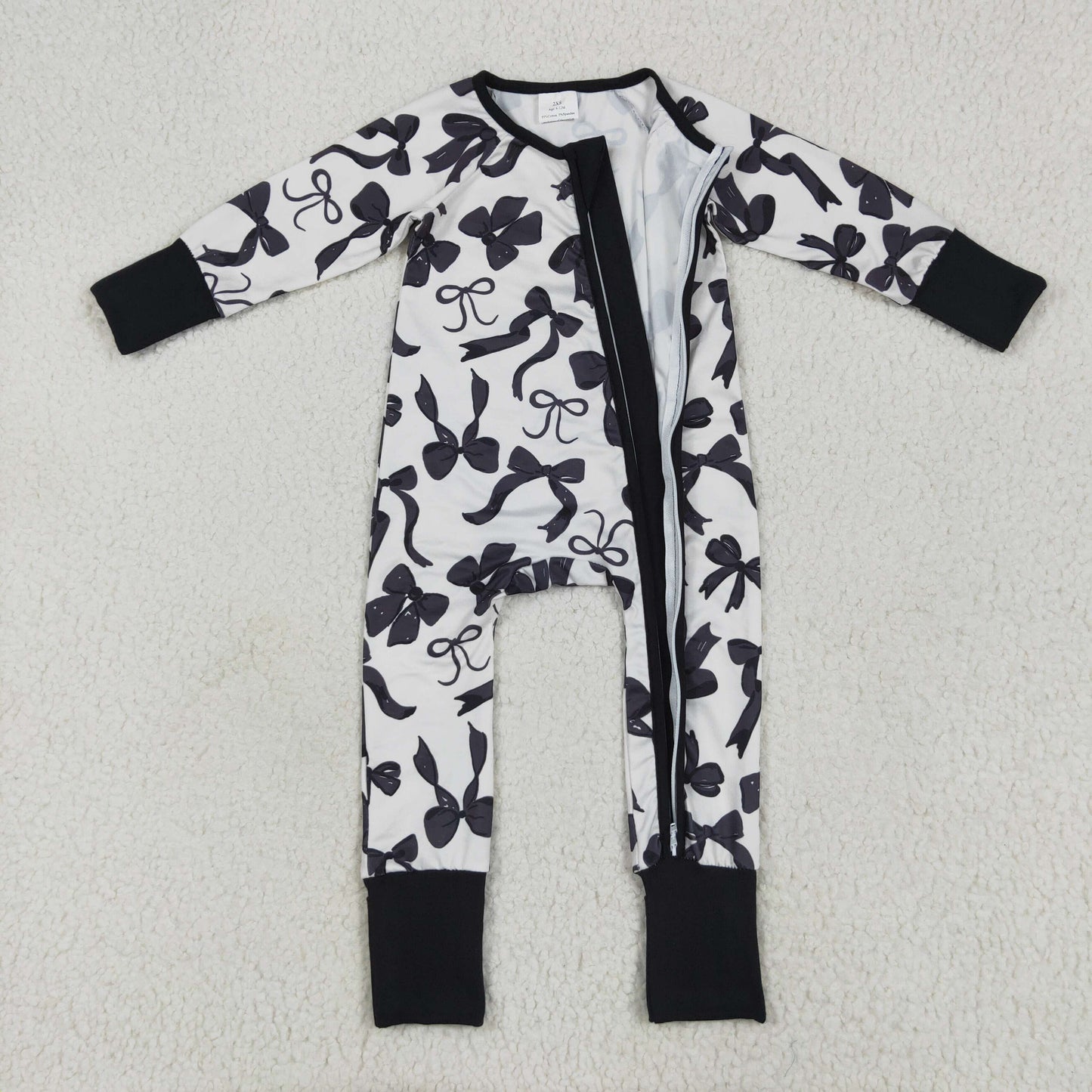 black bows pajamas/romper RTS sibling clothes