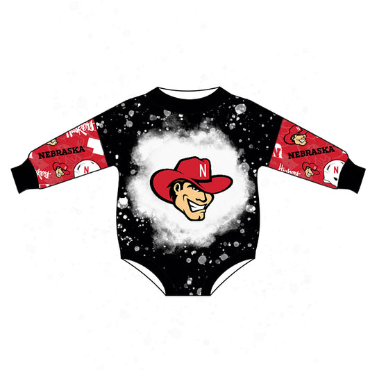 custom Black & red long sleeve kids romper