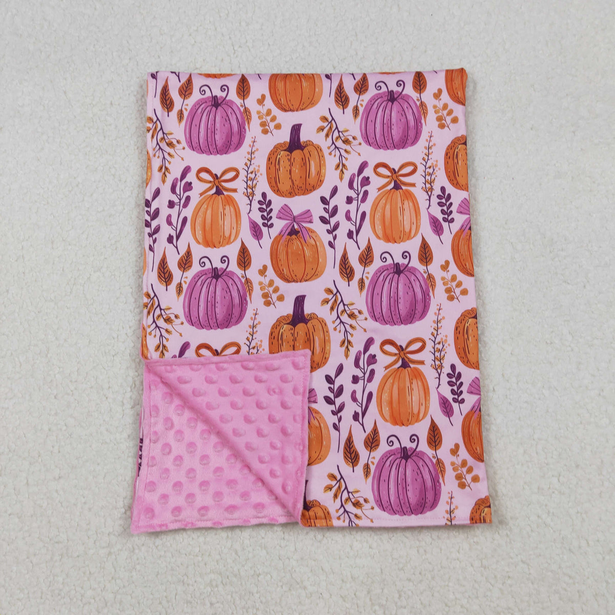 BL0216 we wear pink/purple pumpkin bows baby blanket