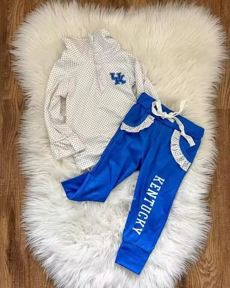 Custom Team U blue long sleeve pants boys set moq 3
