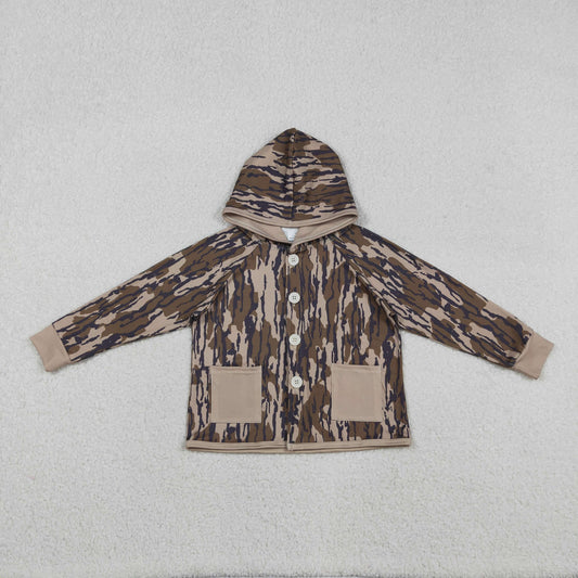 BT1441 hunting camo pockets hoodie long sleeve boys coat