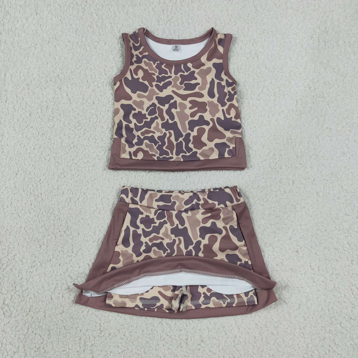 GSD4231 Yoga Camo Sleeveless Bows Skorts Girls Set