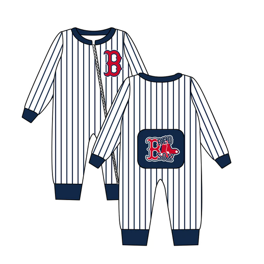 custom S 10.10 Team blue striped long sleeve boys romper