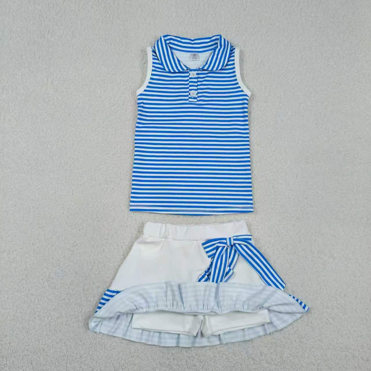 Yoga Colorful Striped Sleeveless Skorts Girls Set RTS Sibling Clothes