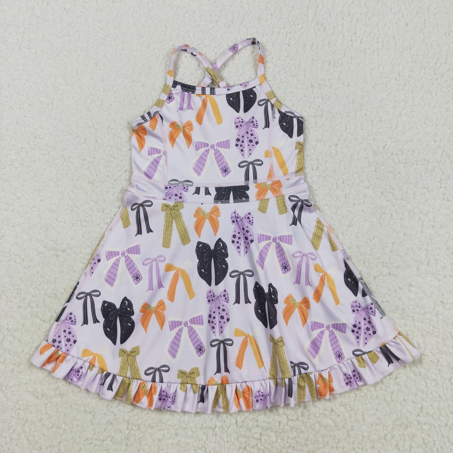 GSD2737 Halloween colorful bows green black purple girls skorts girls dress