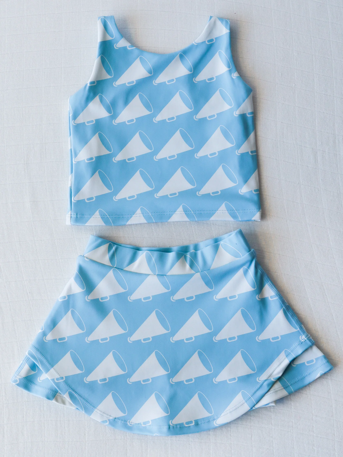 preorder cheer light blue sleeveless skirt with shorts girls set