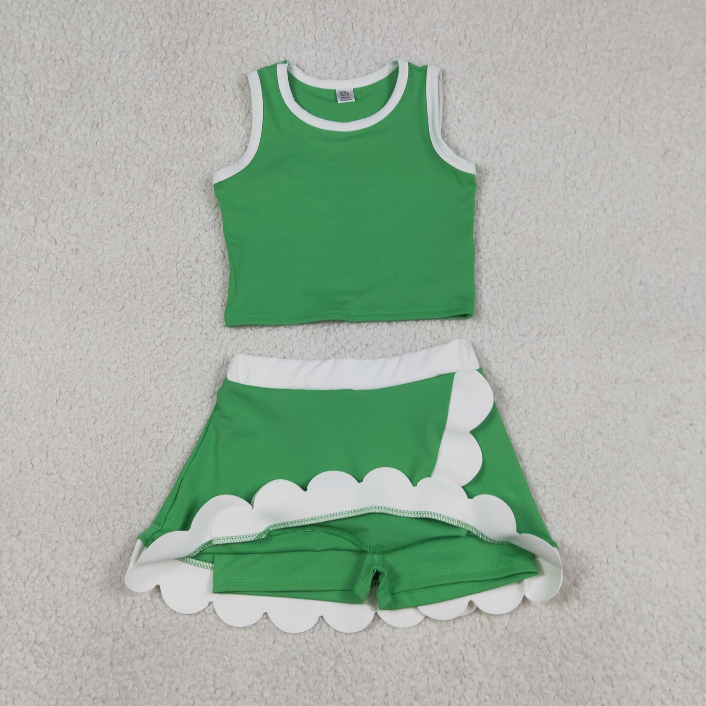 GSD4025 Yoga Green Sleeveless Skorts Girls Set