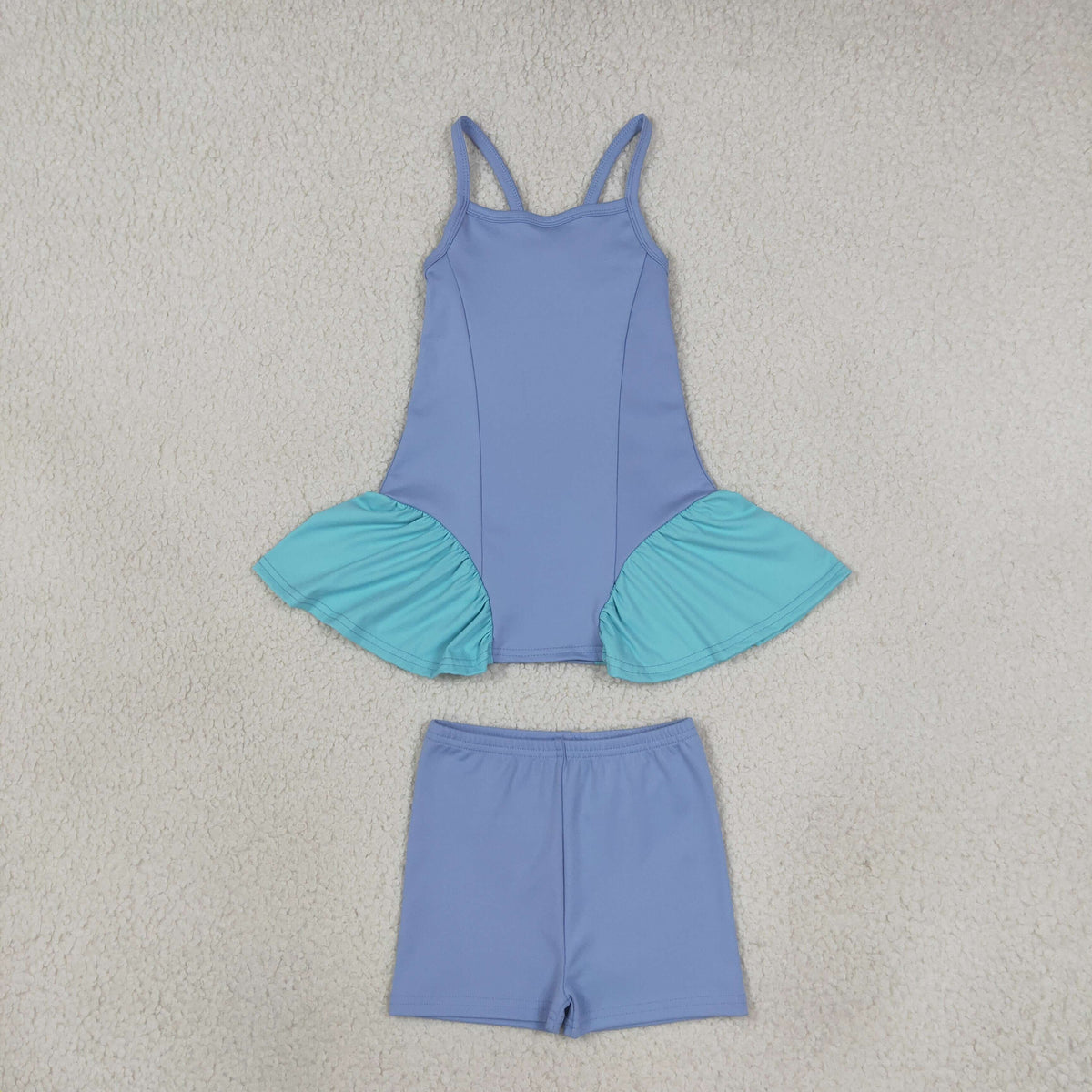 GSSO3264 Yoga Blue Top Shorts Girls Set