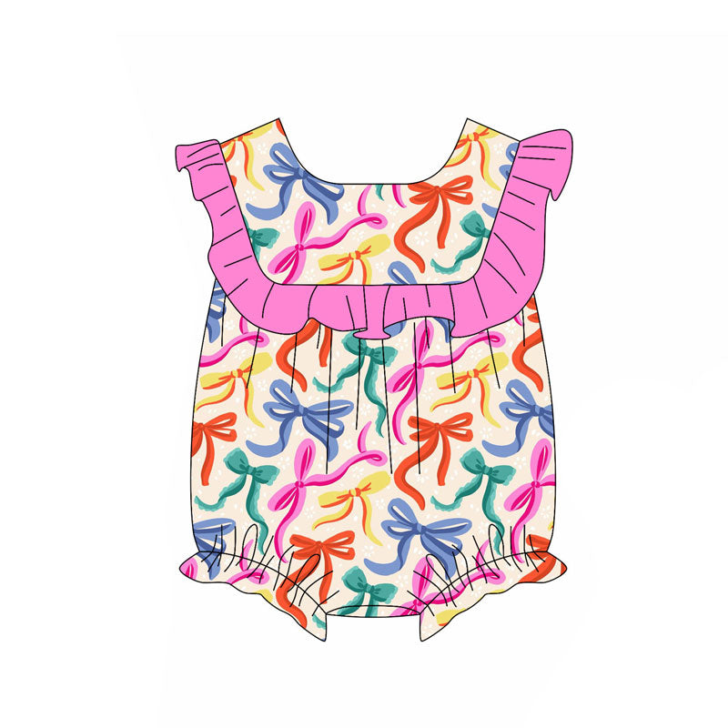 Custom moq 20 colorful bows girls romper